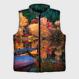 Мужской жилет утепленный 3D с принтом Осень в Курске,  |  | autumn | boat | bright | colors | forest | paint | river | trees | деревья | краски | лес | лодка | осень | река | цвета | яркие