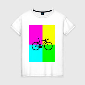 Женская футболка хлопок с принтом Велосипед фикс в Курске, 100% хлопок | прямой крой, круглый вырез горловины, длина до линии бедер, слегка спущенное плечо | fix | вело | велосипед | прикол | фикс