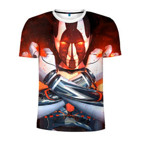 Мужская футболка 3D спортивная с принтом Огненный ангел тьмы в Курске, 100% полиэстер с улучшенными характеристиками | приталенный силуэт, круглая горловина, широкие плечи, сужается к линии бедра | киборг | огонь | робот