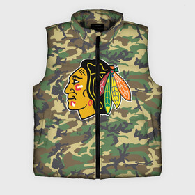 Мужской жилет утепленный 3D с принтом Blackhawks Camouflage в Курске,  |  | camouflage | chicago blackhawks | hockey | nhl | нхл | хоккей