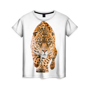 Женская футболка 3D с принтом Взгляд хищника в Курске, 100% полиэфир ( синтетическое хлопкоподобное полотно) | прямой крой, круглый вырез горловины, длина до линии бедер | 