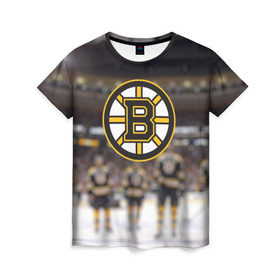 Женская футболка 3D с принтом Boston Bruins в Курске, 100% полиэфир ( синтетическое хлопкоподобное полотно) | прямой крой, круглый вырез горловины, длина до линии бедер | бостон | брюинз