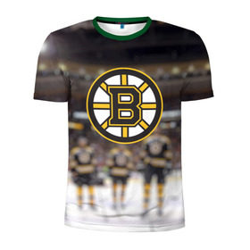 Мужская футболка 3D спортивная с принтом Boston Bruins в Курске, 100% полиэстер с улучшенными характеристиками | приталенный силуэт, круглая горловина, широкие плечи, сужается к линии бедра | бостон | брюинз