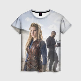 Женская футболка 3D с принтом Лагерта и Рагнар Лотброки в Курске, 100% полиэфир ( синтетическое хлопкоподобное полотно) | прямой крой, круглый вырез горловины, длина до линии бедер | Тематика изображения на принте: vikings | викинги | лагерта | лотброк | рагнар
