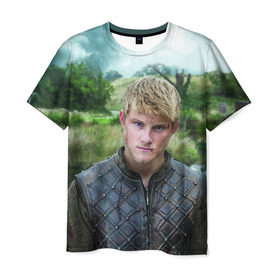 Мужская футболка 3D с принтом Бьорн Лотброк в Курске, 100% полиэфир | прямой крой, круглый вырез горловины, длина до линии бедер | бьорн | викинги | железнобокий | лотброк