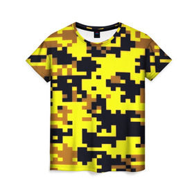 Женская футболка 3D с принтом Пиксели в Курске, 100% полиэфир ( синтетическое хлопкоподобное полотно) | прямой крой, круглый вырез горловины, длина до линии бедер | военная тематика | камуфляж | милитари