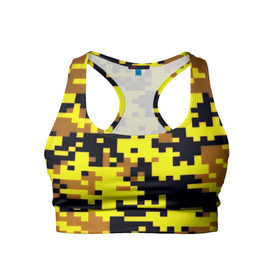 Женский спортивный топ 3D с принтом Пиксели в Курске, 82% полиэстер, 18% спандекс Ткань безопасна для здоровья, позволяет коже дышать, не мнется и не растягивается |  | военная тематика | камуфляж | милитари
