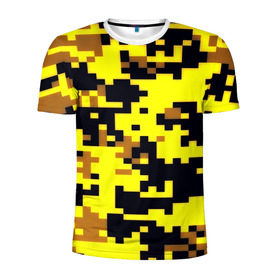 Мужская футболка 3D спортивная с принтом Пиксели в Курске, 100% полиэстер с улучшенными характеристиками | приталенный силуэт, круглая горловина, широкие плечи, сужается к линии бедра | военная тематика | камуфляж | милитари