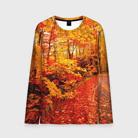 Мужской лонгслив 3D с принтом Осень в Курске, 100% полиэстер | длинные рукава, круглый вырез горловины, полуприлегающий силуэт | autumn | bright | colors | forest | paint | trees | деревья | краски | лес | осень | цвета | яркие