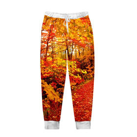 Мужские брюки 3D с принтом Осень в Курске, 100% полиэстер | манжеты по низу, эластичный пояс регулируется шнурком, по бокам два кармана без застежек, внутренняя часть кармана из мелкой сетки | autumn | bright | colors | forest | paint | trees | деревья | краски | лес | осень | цвета | яркие