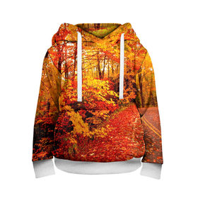 Детская толстовка 3D с принтом Осень в Курске, 100% полиэстер | двухслойный капюшон со шнурком для регулировки, мягкие манжеты на рукавах и по низу толстовки, спереди карман-кенгуру с мягким внутренним слоем | Тематика изображения на принте: autumn | bright | colors | forest | paint | trees | деревья | краски | лес | осень | цвета | яркие
