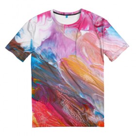 Мужская футболка 3D с принтом Абстракционизм 5 в Курске, 100% полиэфир | прямой крой, круглый вырез горловины, длина до линии бедер | краски | мазки | разноцветный