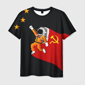 Мужская футболка 3D с принтом Гагарин в Курске, 100% полиэфир | прямой крой, круглый вырез горловины, длина до линии бедер | день | космонавтики | космос