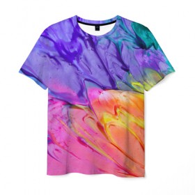 Мужская футболка 3D с принтом Абстракционизм 6 в Курске, 100% полиэфир | прямой крой, круглый вырез горловины, длина до линии бедер | краска | мазки | разноцветный | яркий