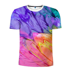 Мужская футболка 3D спортивная с принтом Абстракционизм 6 в Курске, 100% полиэстер с улучшенными характеристиками | приталенный силуэт, круглая горловина, широкие плечи, сужается к линии бедра | краска | мазки | разноцветный | яркий