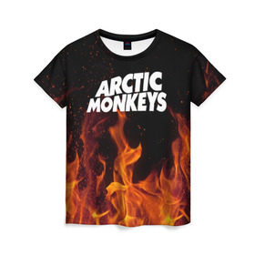 Женская футболка 3D с принтом Arctic Monkeys fire в Курске, 100% полиэфир ( синтетическое хлопкоподобное полотно) | прямой крой, круглый вырез горловины, длина до линии бедер | 