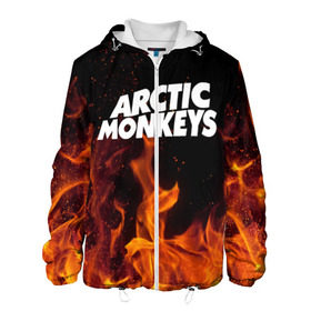 Мужская куртка 3D с принтом Arctic Monkeys fire в Курске, ткань верха — 100% полиэстер, подклад — флис | прямой крой, подол и капюшон оформлены резинкой с фиксаторами, два кармана без застежек по бокам, один большой потайной карман на груди. Карман на груди застегивается на липучку | Тематика изображения на принте: 