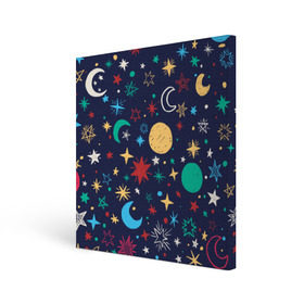 Холст квадратный с принтом Звездное небо в Курске, 100% ПВХ |  | Тематика изображения на принте: абстракция | арт | звезды | космос | луна | месяц | небо | планеты