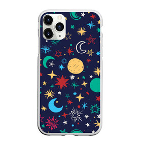 Чехол для iPhone 11 Pro Max матовый с принтом Звездное небо в Курске, Силикон |  | абстракция | арт | звезды | космос | луна | месяц | небо | планеты