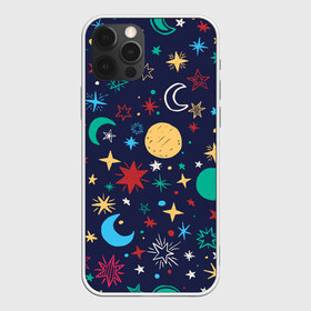 Чехол для iPhone 12 Pro Max с принтом Звездное небо в Курске, Силикон |  | Тематика изображения на принте: абстракция | арт | звезды | космос | луна | месяц | небо | планеты