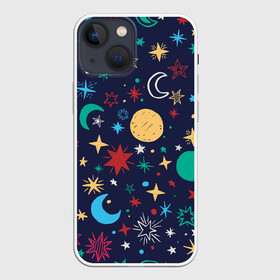Чехол для iPhone 13 mini с принтом Звездное небо в Курске,  |  | абстракция | арт | звезды | космос | луна | месяц | небо | планеты