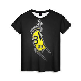 Женская футболка 3D с принтом BVB в Курске, 100% полиэфир ( синтетическое хлопкоподобное полотно) | прямой крой, круглый вырез горловины, длина до линии бедер | боруссия | дортмунд
