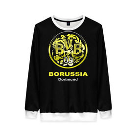 Женский свитшот 3D с принтом Borussia Dortmund в Курске, 100% полиэстер с мягким внутренним слоем | круглый вырез горловины, мягкая резинка на манжетах и поясе, свободная посадка по фигуре | боруссия | дортмунд