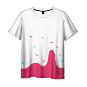 Мужская футболка 3D с принтом KREME (original design) в Курске, 100% полиэфир | прямой крой, круглый вырез горловины, длина до линии бедер | cherry | cream | design | red | sugar | vanilla | white | вишня | яркое