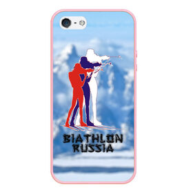 Чехол для iPhone 5/5S матовый с принтом Biathlon russia в Курске, Силикон | Область печати: задняя сторона чехла, без боковых панелей | биатлон