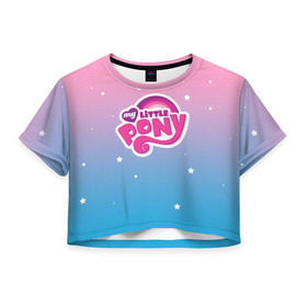 Женская футболка 3D укороченная с принтом My Little Pony в Курске, 100% полиэстер | круглая горловина, длина футболки до линии талии, рукава с отворотами | dash | rainbow
