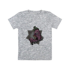 Детская футболка хлопок с принтом ЗомбиБаклажан в Курске, 100% хлопок | круглый вырез горловины, полуприлегающий силуэт, длина до линии бедер | Тематика изображения на принте: арт | баклажан | веган | звезда | зомби | мультик | овощи | череп