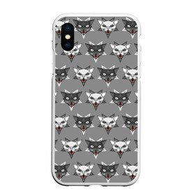 Чехол для iPhone XS Max матовый с принтом Злые котики в Курске, Силикон | Область печати: задняя сторона чехла, без боковых панелей | Тематика изображения на принте: дьявол | звезда | кот | котик | кошка | милота | пентаграмма | серый | юмор