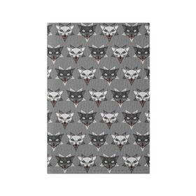 Обложка для паспорта матовая кожа с принтом Сатанинские котики в Курске, натуральная матовая кожа | размер 19,3 х 13,7 см; прозрачные пластиковые крепления | дьявол | звезда | кот | котик | кошка | милота | пентаграмма | серый | юмор