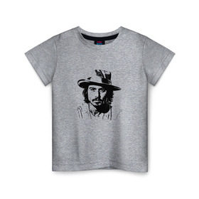Детская футболка хлопок с принтом джони депп в Курске, 100% хлопок | круглый вырез горловины, полуприлегающий силуэт, длина до линии бедер | Тематика изображения на принте: депп | джони | джонни