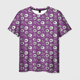 Мужская футболка 3D с принтом Узор из черепушек в Курске, 100% полиэфир | прямой крой, круглый вырез горловины, длина до линии бедер | halloween | кости | мертвец | скилет | ужасы | хэллоуин | череп
