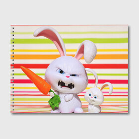 Альбом для рисования с принтом Злой кролик в Курске, 100% бумага
 | матовая бумага, плотность 200 мг. | животные | злой | игрушка | кролик | мультфильм | тайная жизнь домашних животных