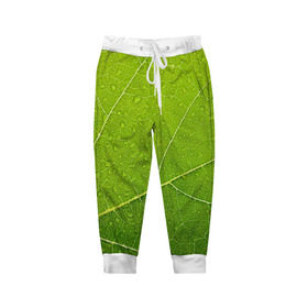 Детские брюки 3D с принтом Листик 2 в Курске, 100% полиэстер | манжеты по низу, эластичный пояс регулируется шнурком, по бокам два кармана без застежек, внутренняя часть кармана из мелкой сетки | зеленый | зелень | лист | природа | растения