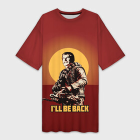 Платье-футболка 3D с принтом Сталин: Ill Be Back в Курске,  |  | Тематика изображения на принте: история | о.м.с.к. | революция | ссср | сталин | супергерои