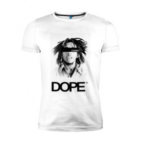 Мужская футболка премиум с принтом Bob Marley Dope в Курске, 92% хлопок, 8% лайкра | приталенный силуэт, круглый вырез ворота, длина до линии бедра, короткий рукав | bobmarley | dope | fashion | swag | trend