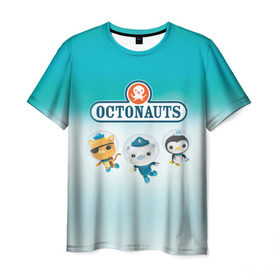 Мужская футболка 3D с принтом Октонавты 2 в Курске, 100% полиэфир | прямой крой, круглый вырез горловины, длина до линии бедер | кот | медведь | осьминог | пингвин