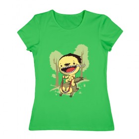 Женская футболка хлопок с принтом Лесной шумахер в Курске, 100% хлопок | прямой крой, круглый вырез горловины, длина до линии бедер, слегка спущенное плечо | 