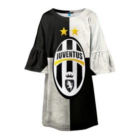 Детское платье 3D с принтом Juventus FC в Курске, 100% полиэстер | прямой силуэт, чуть расширенный к низу. Круглая горловина, на рукавах — воланы | juve | италия | клуб | фк | футбол | футбольный | ювентус