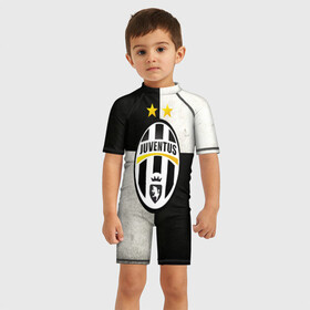 Детский купальный костюм 3D с принтом Juventus FC в Курске, Полиэстер 85%, Спандекс 15% | застежка на молнии на спине | juve | италия | клуб | фк | футбол | футбольный | ювентус