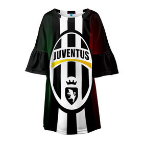 Детское платье 3D с принтом Juventus FC в Курске, 100% полиэстер | прямой силуэт, чуть расширенный к низу. Круглая горловина, на рукавах — воланы | juve | италия | клуб | фк | футбол | футбольный | ювентус