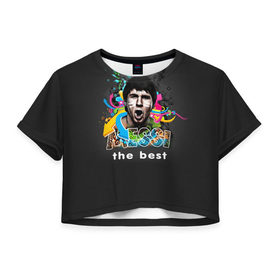Женская футболка 3D укороченная с принтом Messi the best в Курске, 100% полиэстер | круглая горловина, длина футболки до линии талии, рукава с отворотами | 