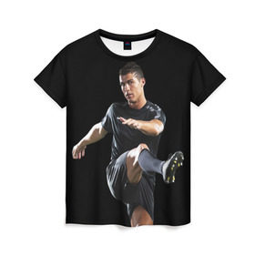 Женская футболка 3D с принтом Роналдо в Курске, 100% полиэфир ( синтетическое хлопкоподобное полотно) | прямой крой, круглый вырез горловины, длина до линии бедер | real | ronaldo | реал мадрид | роналдо | футбол | футболист