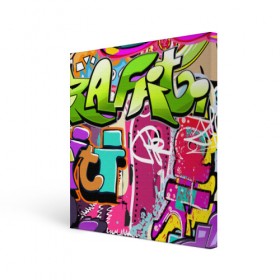 Холст квадратный с принтом Граффити в Курске, 100% ПВХ |  | балон | граффити | краски | молодежь | рисунок | стена | стиль | улица | уличный образ