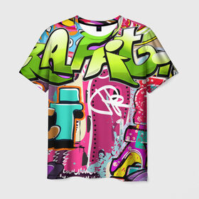 Мужская футболка 3D с принтом Граффити в Курске, 100% полиэфир | прямой крой, круглый вырез горловины, длина до линии бедер | балон | граффити | краски | молодежь | рисунок | стена | стиль | улица | уличный образ