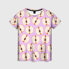 Женская футболка 3D с принтом Молодильные яблочки в Курске, 100% полиэфир ( синтетическое хлопкоподобное полотно) | прямой крой, круглый вырез горловины, длина до линии бедер | life in da trash | vogue | алена двойченкова | вог | двойченкова | егор дружинин | мига | мигель | молодильные яблочки | персики | танцы | танцы на тнт | тнт | яблоки | яблочки