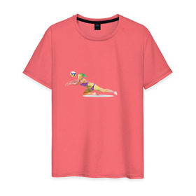 Мужская футболка хлопок с принтом Волейбол геометрия в Курске, 100% хлопок | прямой крой, круглый вырез горловины, длина до линии бедер, слегка спущенное плечо. | полигоны